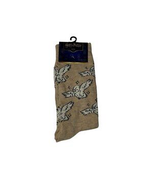 Harry Potter Hedwig Owl Beige Crew Socks One Size Wizarding World NWT